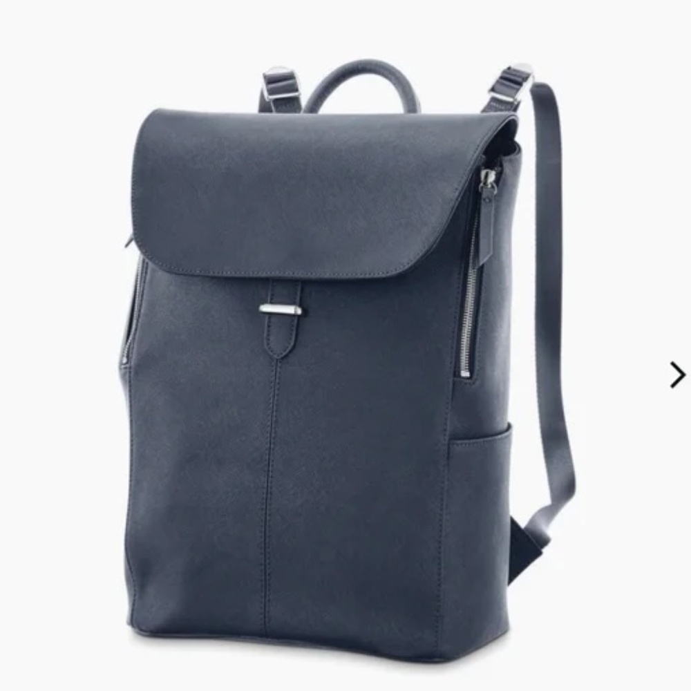 Samsonite Leather Flap Backpack - Black